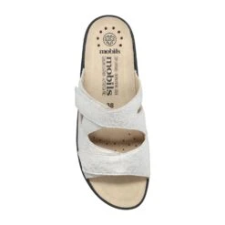 Mobils Ergonomic Mephisto Chaussons Femme – Modèle Geva Irisé Blanc -Chaussure Soldes geva208130202