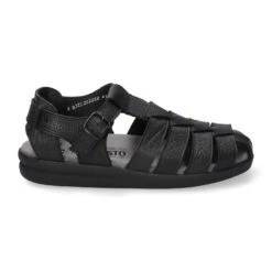 Mephisto-shop Sandales Homme – Modèle SAM Cuir Texturé Noir -Chaussure Soldes sam20714203